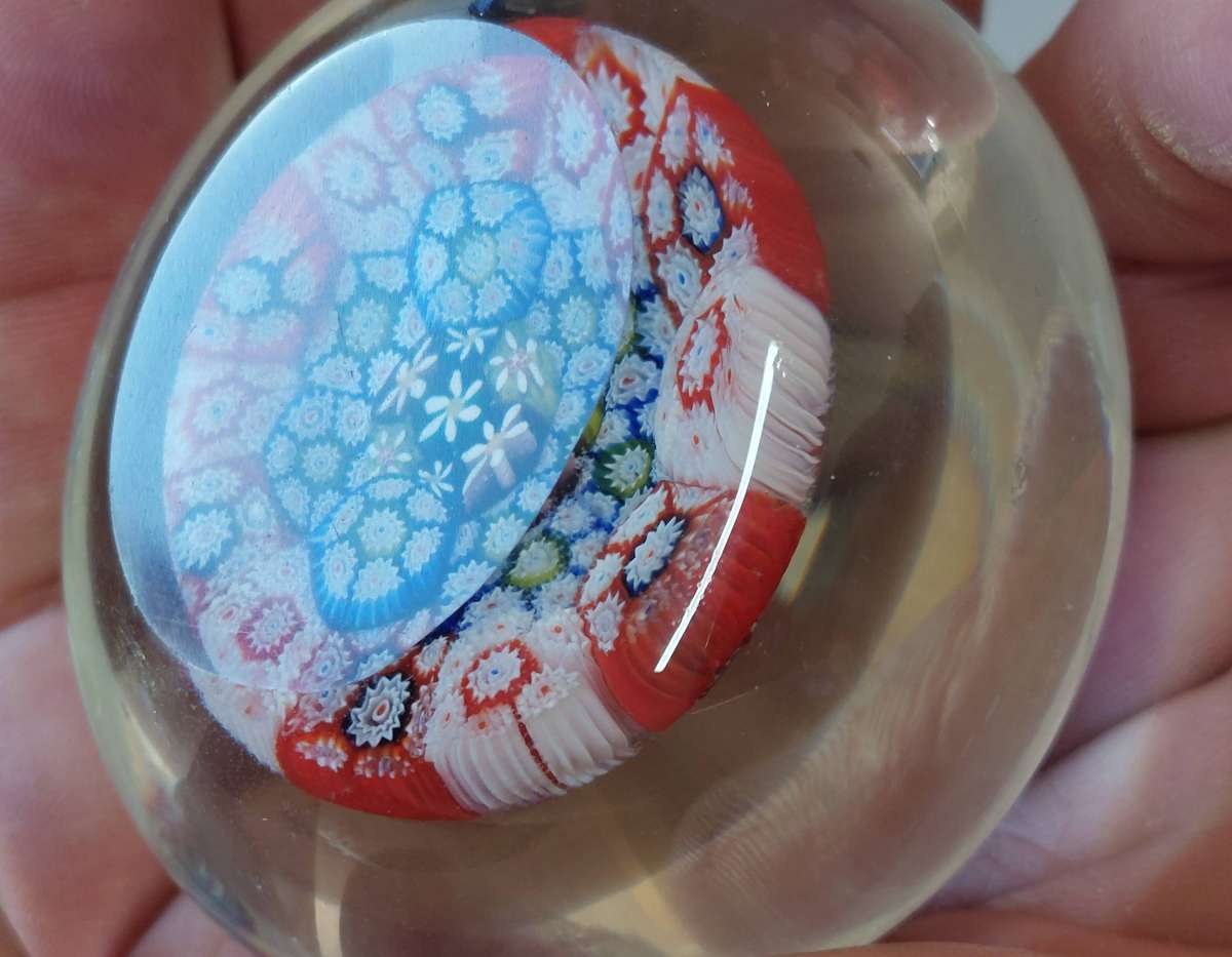 Exquisite vintage Murano millefiori glass paperweight