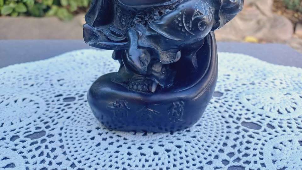 Solid resin Laughing Buddha (Budai) Inscribed with symbols