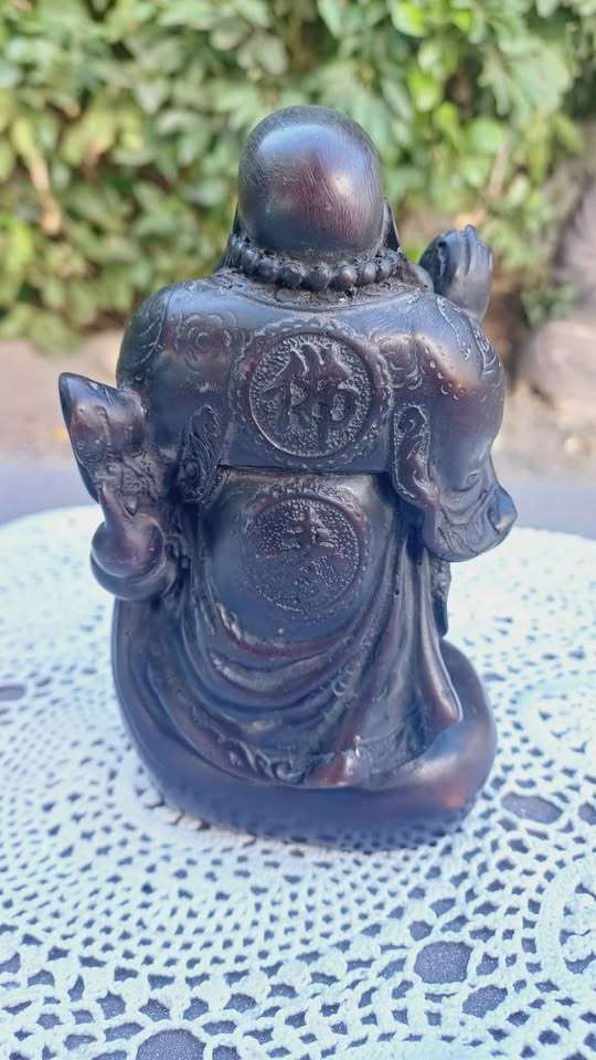 Solid resin Laughing Buddha (Budai) Inscribed with symbols