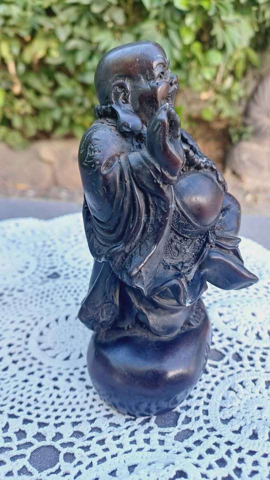 Solid resin Laughing Buddha (Budai) Inscribed with symbols