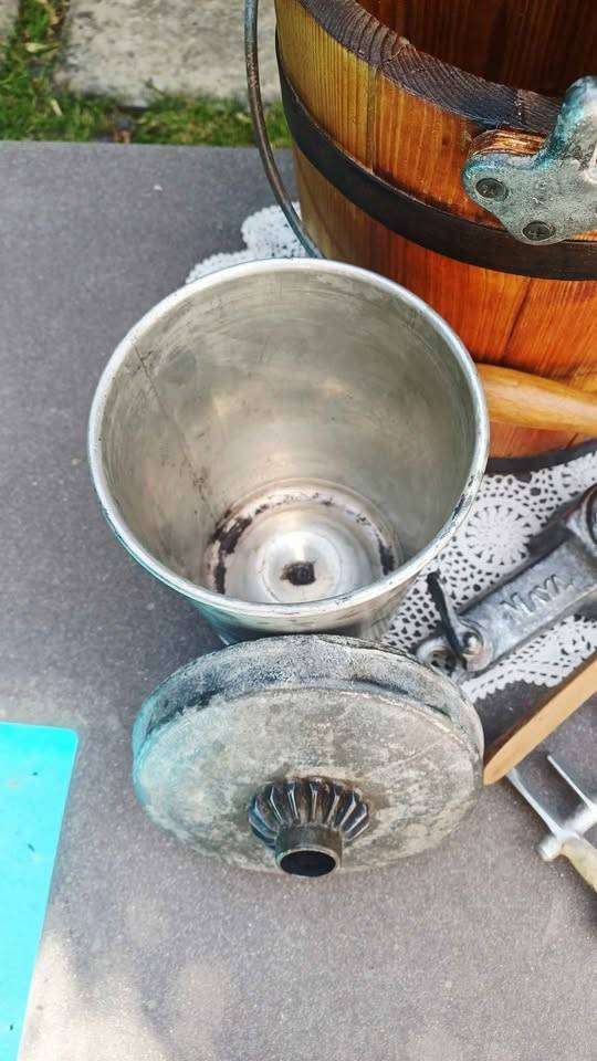 Antique Wooden Hand Crank Ice Cream Churn