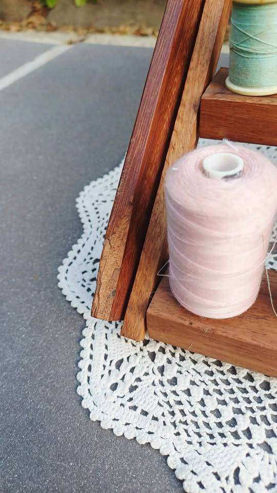 Vintage Cotton Caddy (number 876866) Wooden Sewing Thread Holder. Possibly shop display.
