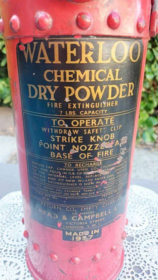 Vintage Reed & Campbell.  Waterloo Fire Extinguisher. Manufactured 1957.