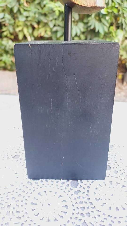 Elegant wooden abstract female figure on pedestal