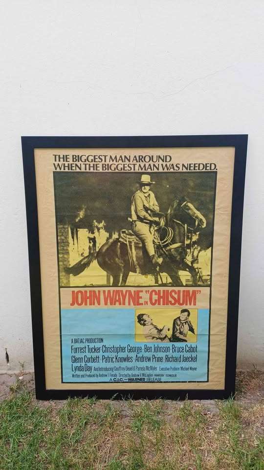 Large Original Framed (1970) Chisum Poster - John Wayne . 110cm tall, 85cm wide