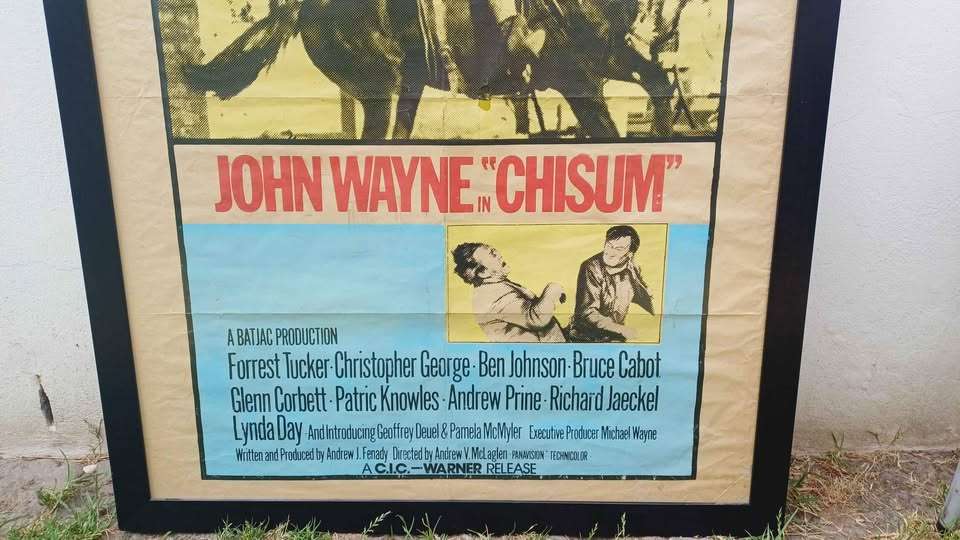 Large Original Framed (1970) Chisum Poster - John Wayne . 110cm tall, 85cm wide