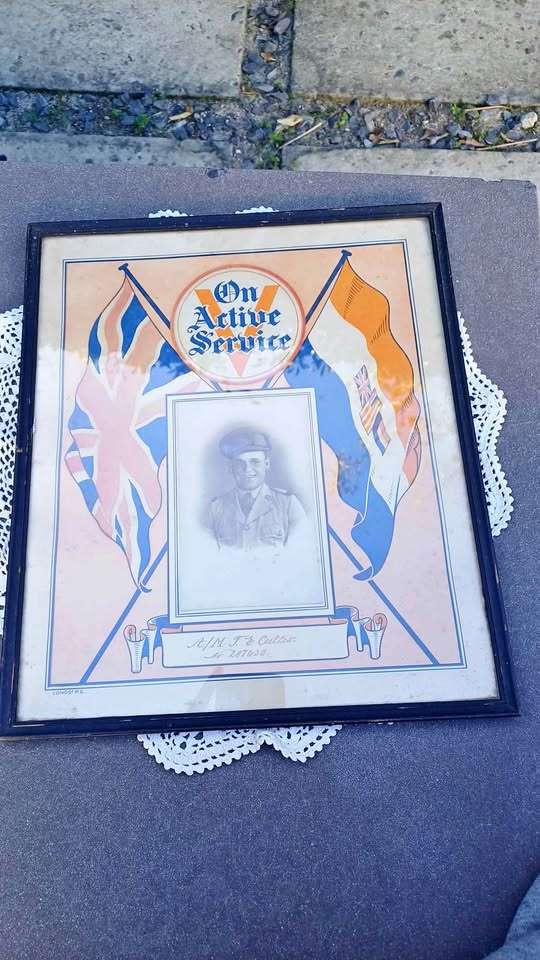 Memorial picture A/M TE Cullis. SA Air Force 1943 - Framed behind glass