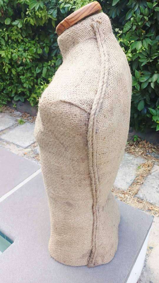 Large retro hessian covered male mannequin torso