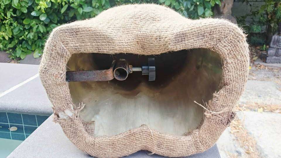 Large retro hessian covered male mannequin torso