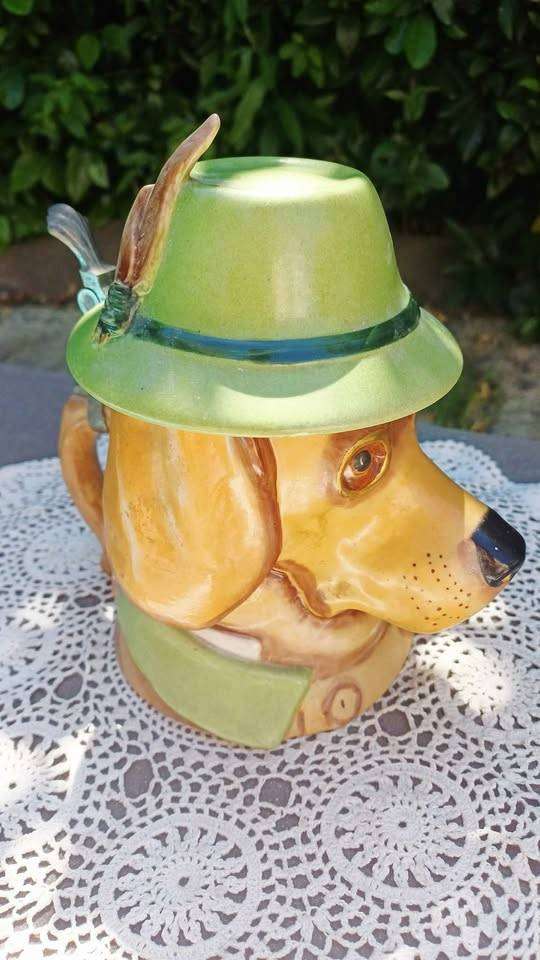Rare Vintage Sherlock Holmes Hound Dog Figural Germain Lidded Beer Stein