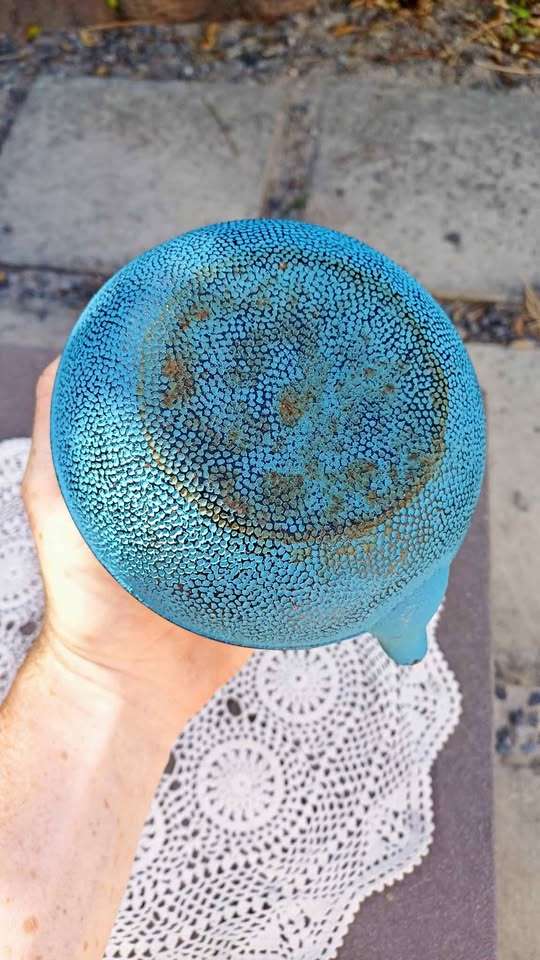 Teal Oriental cast iron teapot with stainless steel infuser