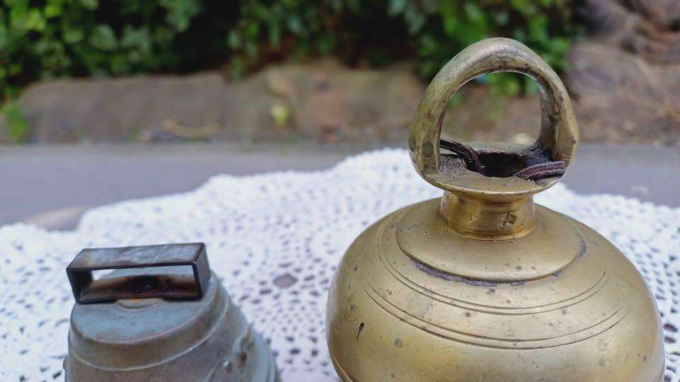 2 vintage brass "Temple" Bells