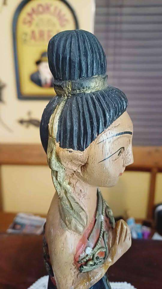 Vintage Carved Wooden Thai Sawasdee Lady