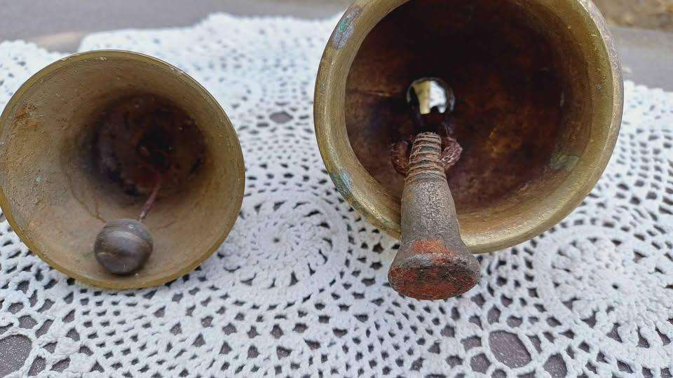 2 vintage brass "Temple" Bells