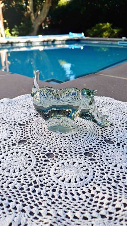 Quirky glass warthog - Marked Halliburton