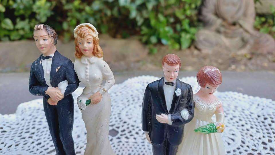 2 Mid-century Wedding Cake Toppers