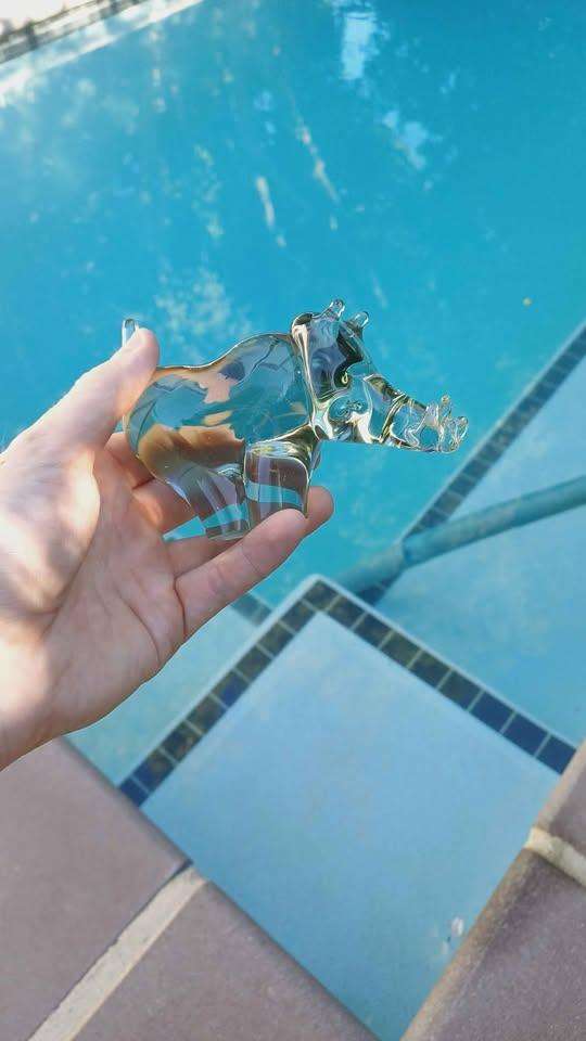 Quirky glass warthog - Marked Halliburton