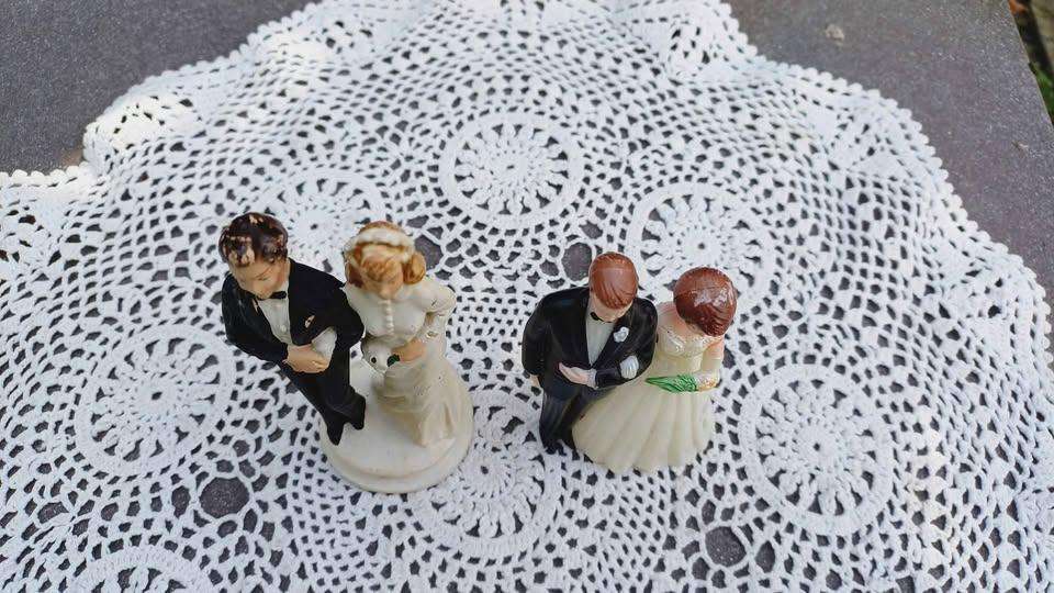 2 Mid-century Wedding Cake Toppers