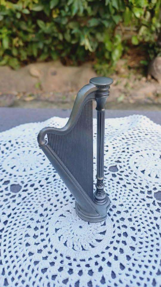 Magnificent vintage WMF German pewter harp in original box