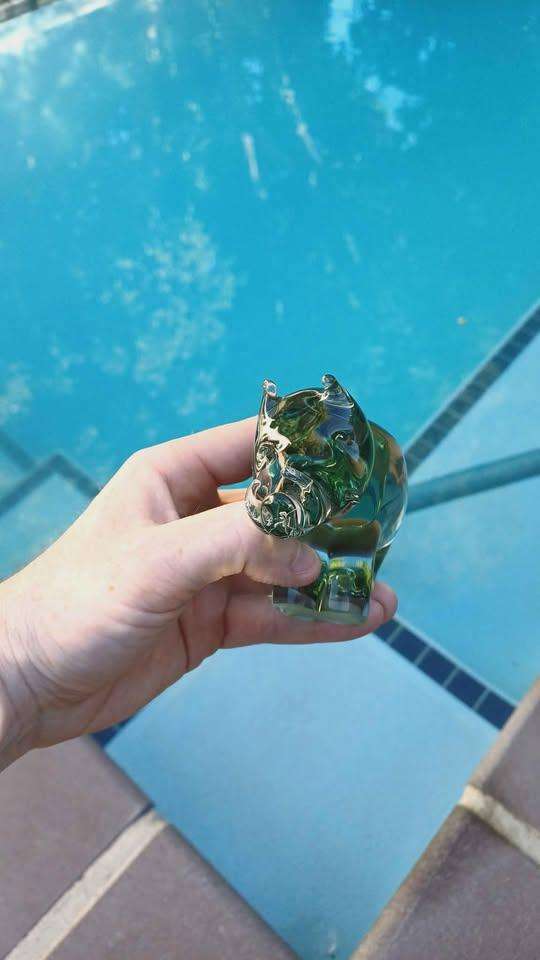 Quirky glass warthog - Marked Halliburton