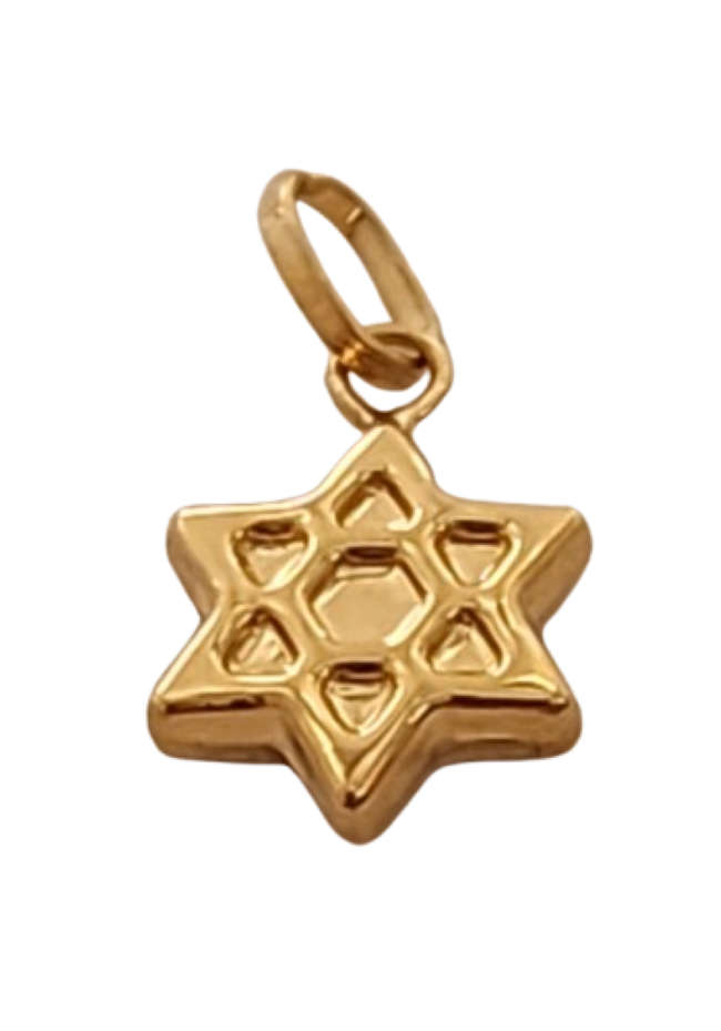 9ct Yellow Gold Star of David Charm Pendant