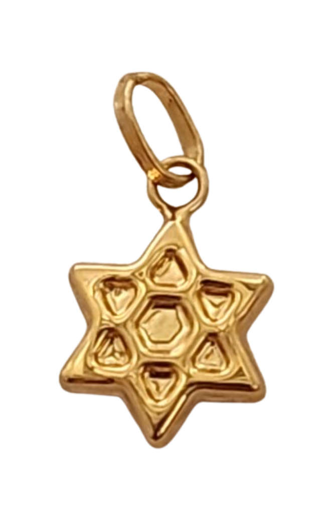 9ct Yellow Gold Star of David Charm Pendant