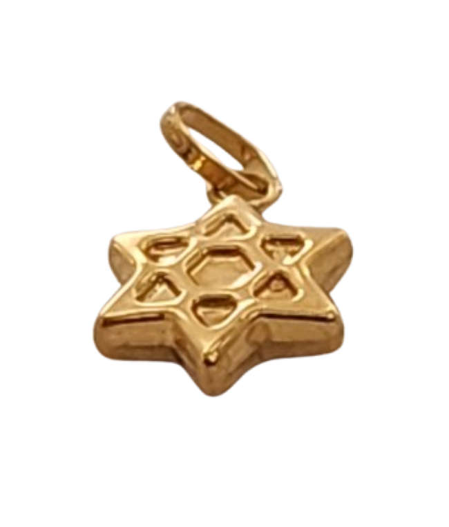 9ct Yellow Gold Star of David Charm Pendant