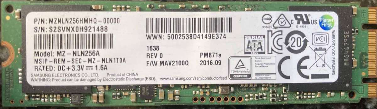 Laptop spares: 500Gb SSD, 256Gb M.2 SSD
