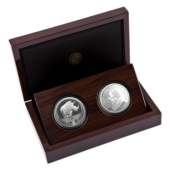 2025 1oz Silver Krugerrand Rhino Privy Mark & 1oz Silver Rhino Combo Set - Series 3