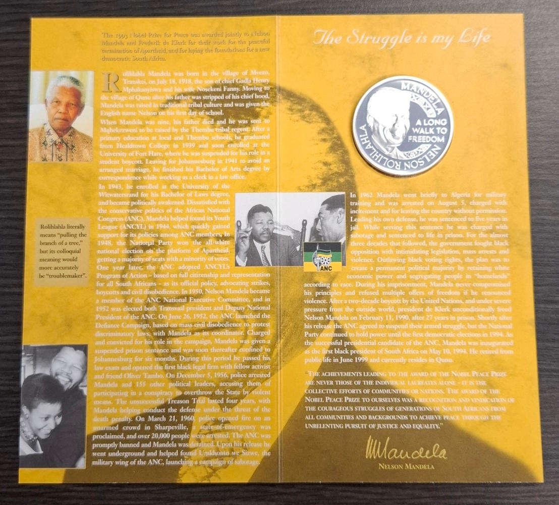 1oz Silver Mandela Medallion Nobel Peace Laureate