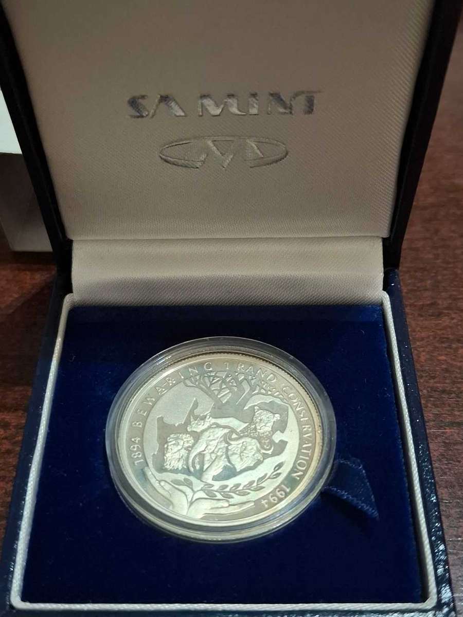 South Africa 1 Rand 1994 100 Years Wildlife Conservation Silver