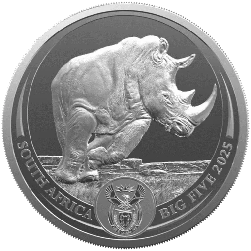 2025 South African Rhino Big 5 Series3 1oz Silver Bullion Coin