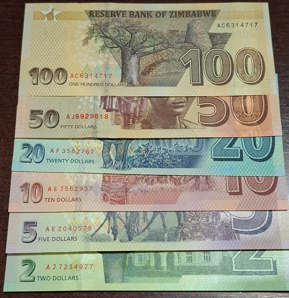 Zimbabwe Set 6 UNC 2 5 10 20 50 100 Dollars