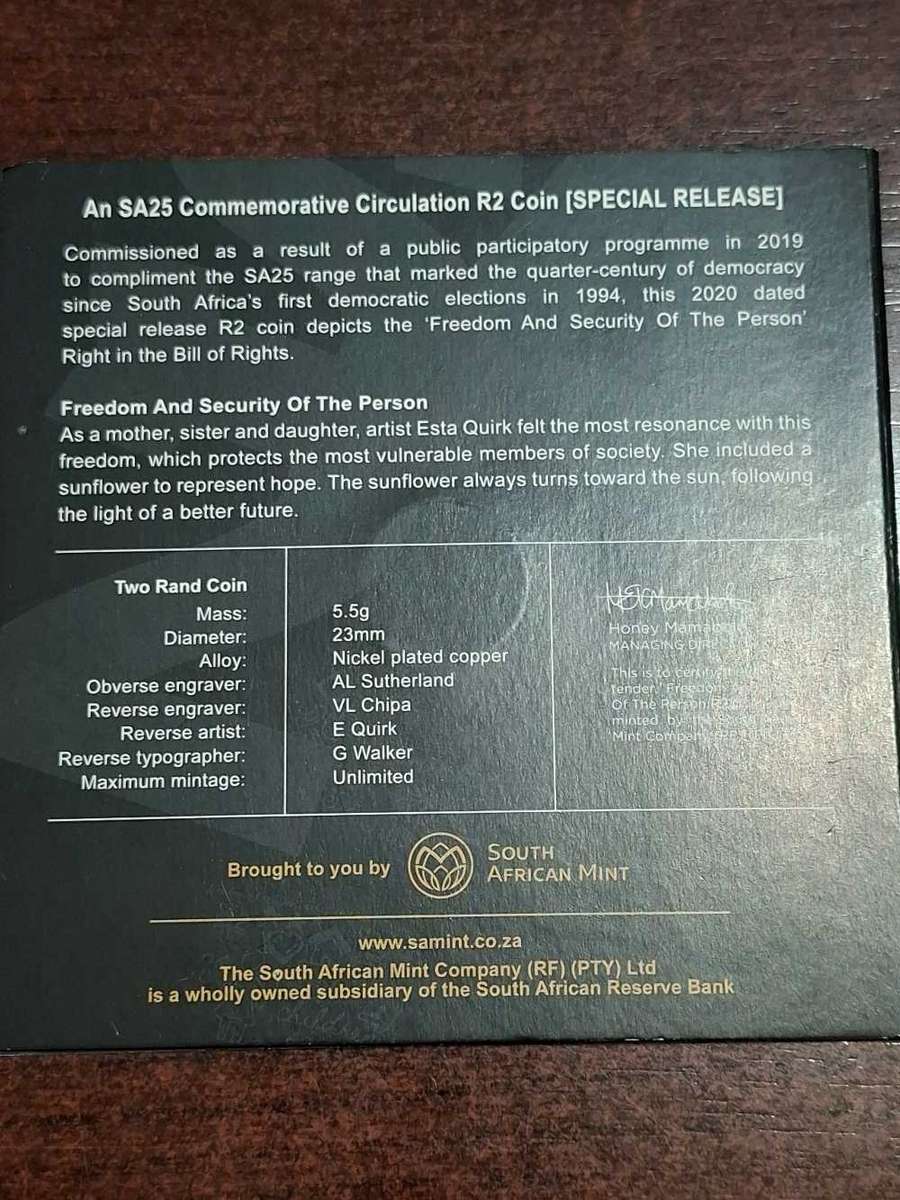 SA25 Commemorative Circulation R2 coin - SPECIAL RELEASE 2020. Limited Mintage 5000