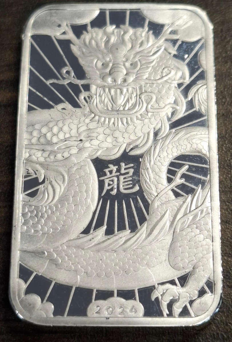 1oz Pure Silver Lunar Dragon Bar
