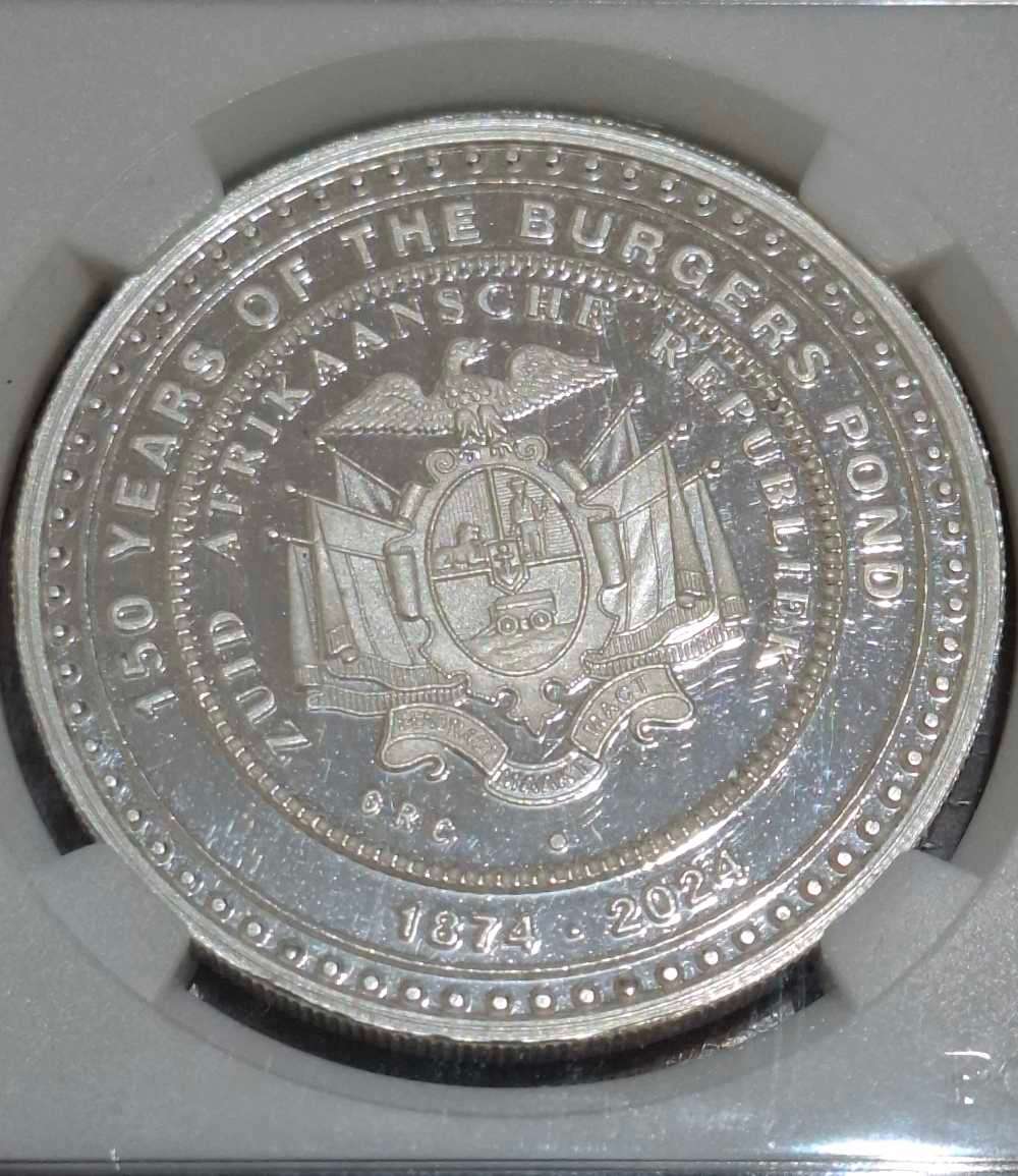 Commemorative silver coin marking the 150th anniversary of Burgers Pond