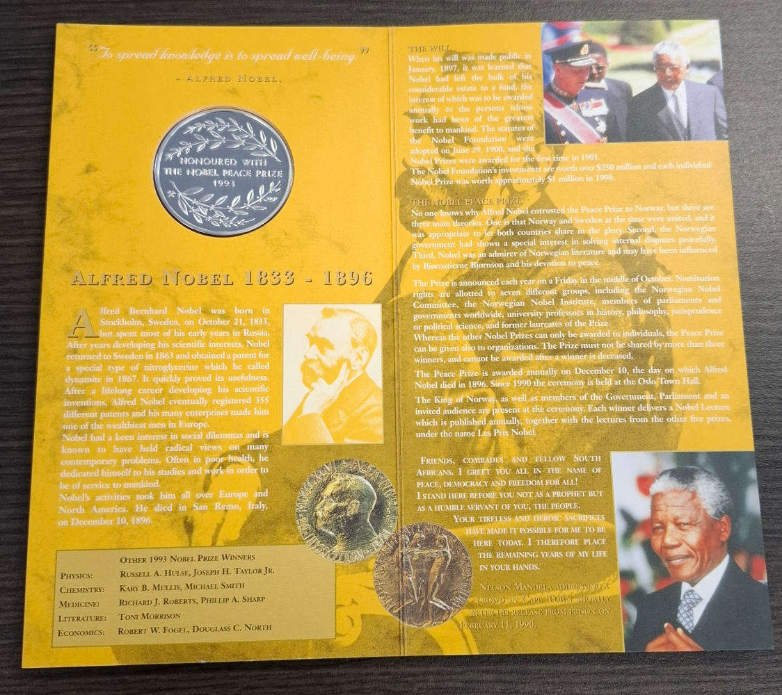 1oz Silver Mandela Medallion Nobel Peace Laureate