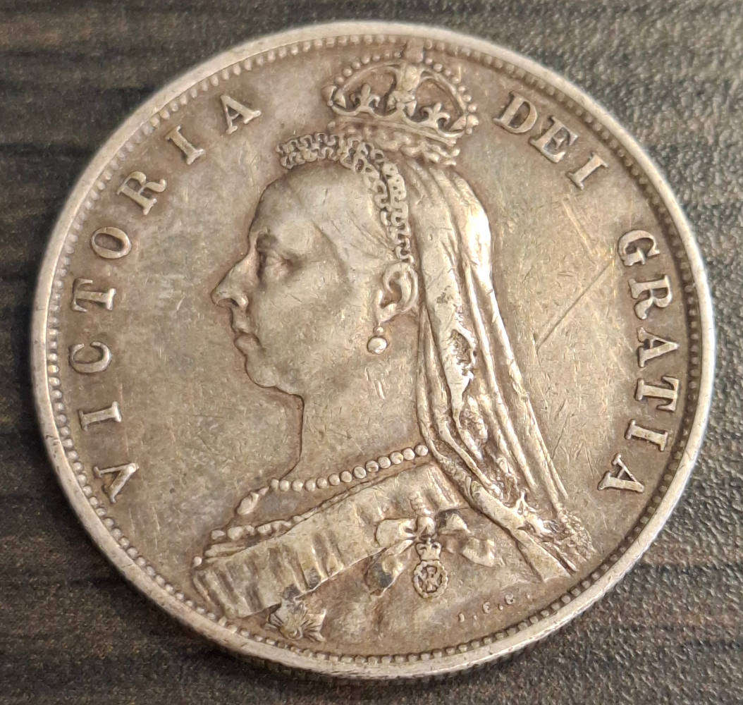 1887 Queen Victoria Jubilee Head Silver Half Crown coin