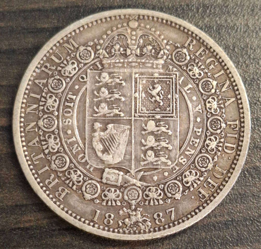 1887 Queen Victoria Jubilee Head Silver Half Crown coin