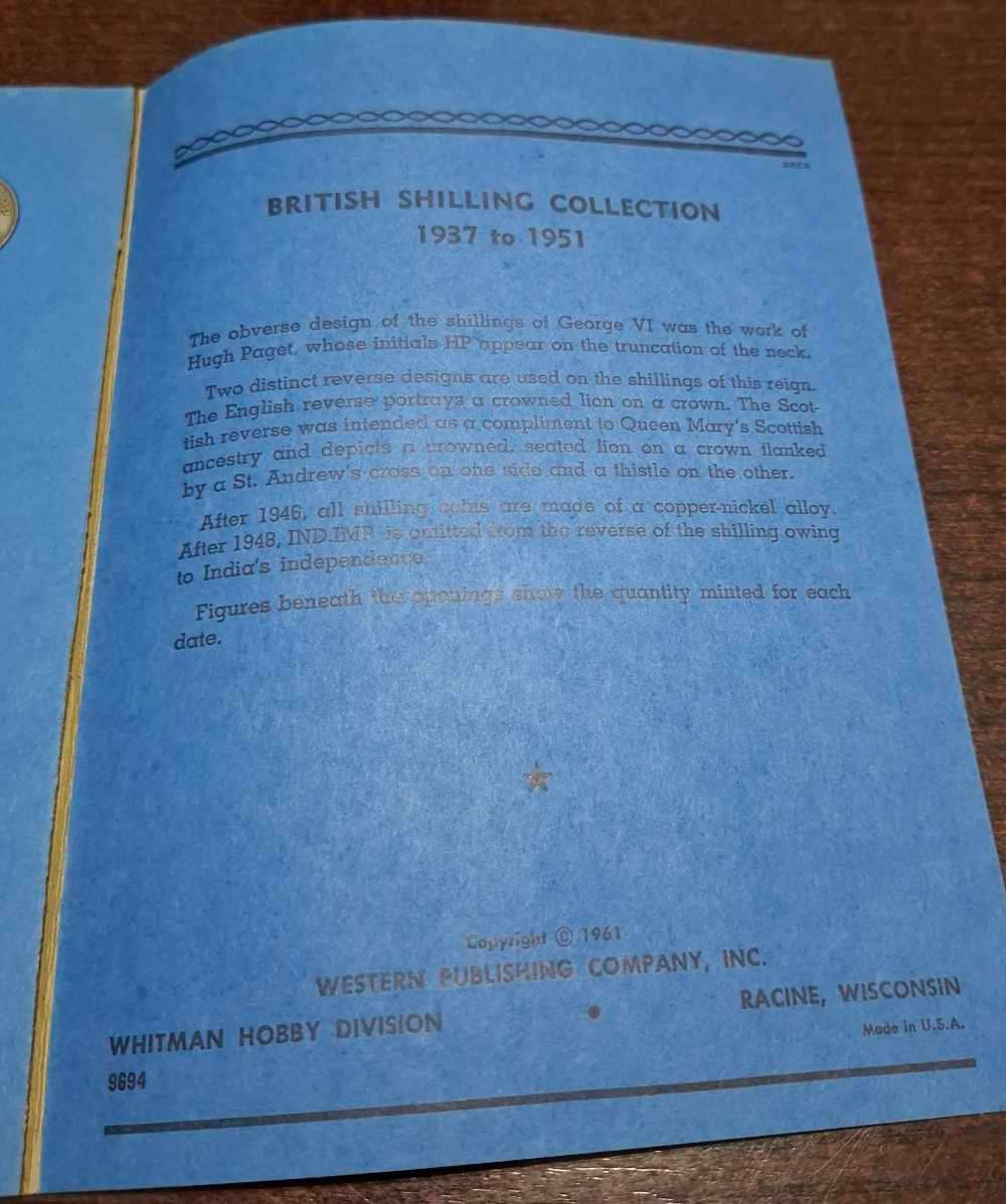 Great Britain Whitman Folder Shilling Collection 1937-1951 complete set