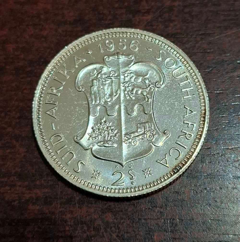 1956Elizabeth II South African Silver 2 Shillings