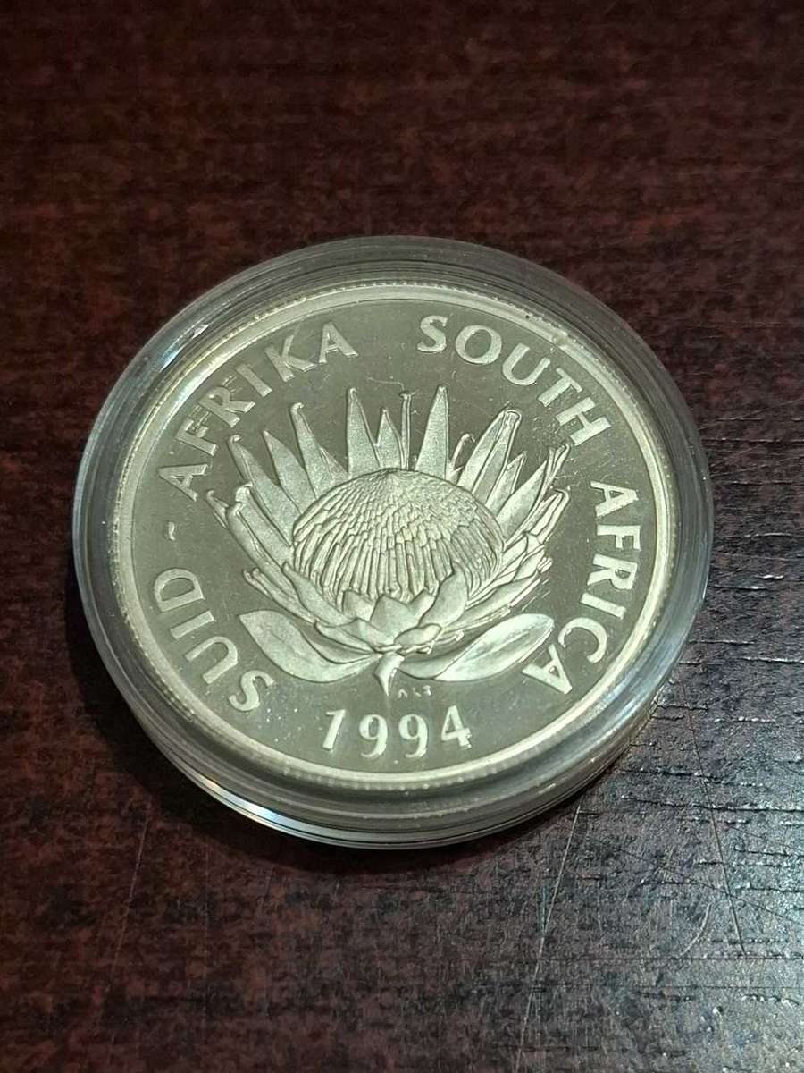 South Africa 1 Rand 1994 100 Years Wildlife Conservation Silver