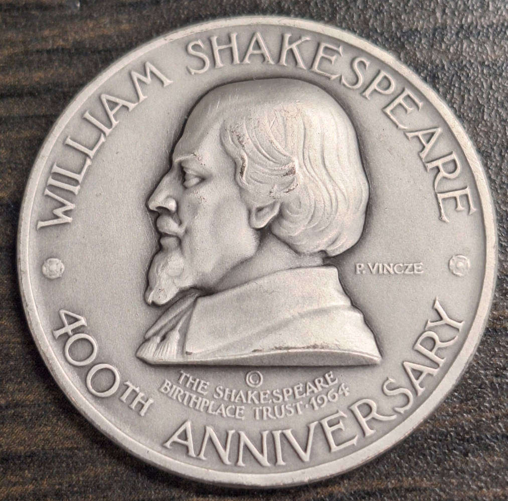 William Shakespeare 400th Anniversary SILVER medallion
