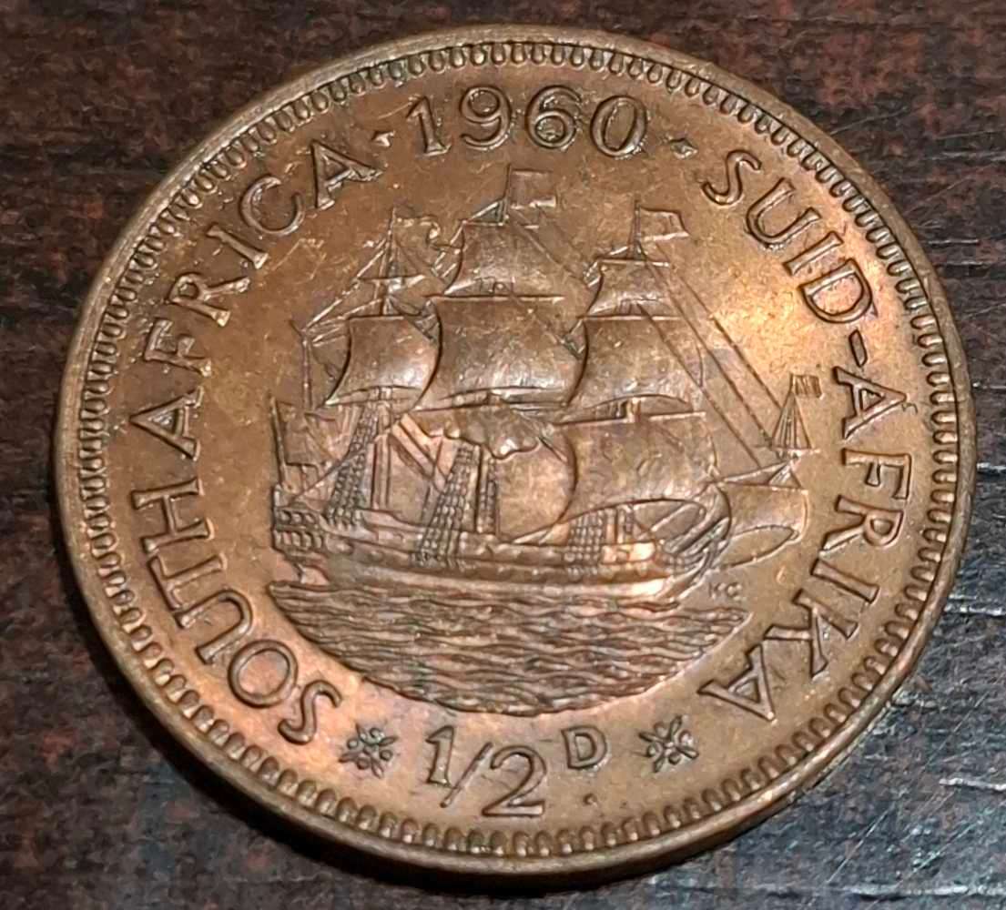 1960 South African half penny coin