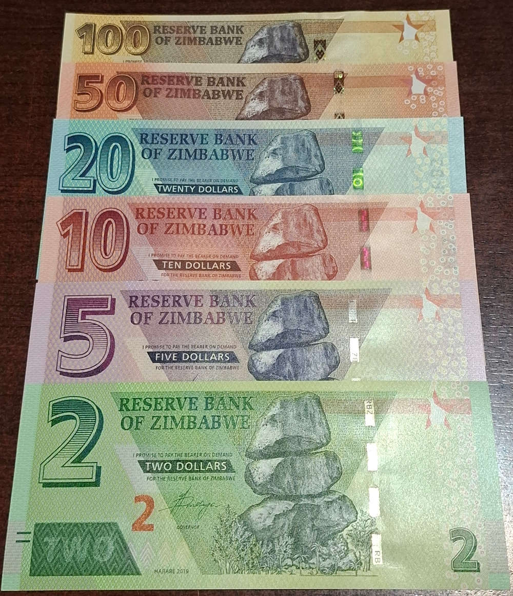 Zimbabwe Set 6 UNC 2 5 10 20 50 100 Dollars
