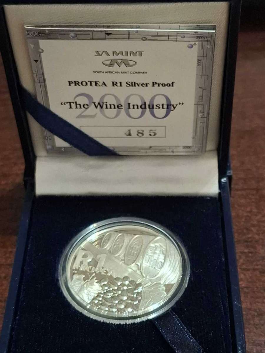 South Africa 2000 Wine Barrels 1 Rand Silver Coin,Proof