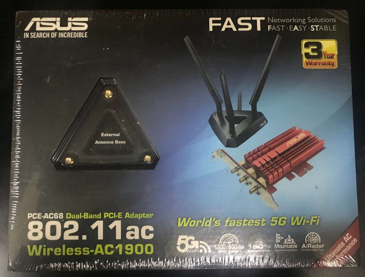 ASUS PCE-AC68 DUAL BAND WIRELESS -AC1900 PCIe ADAPTER NEW