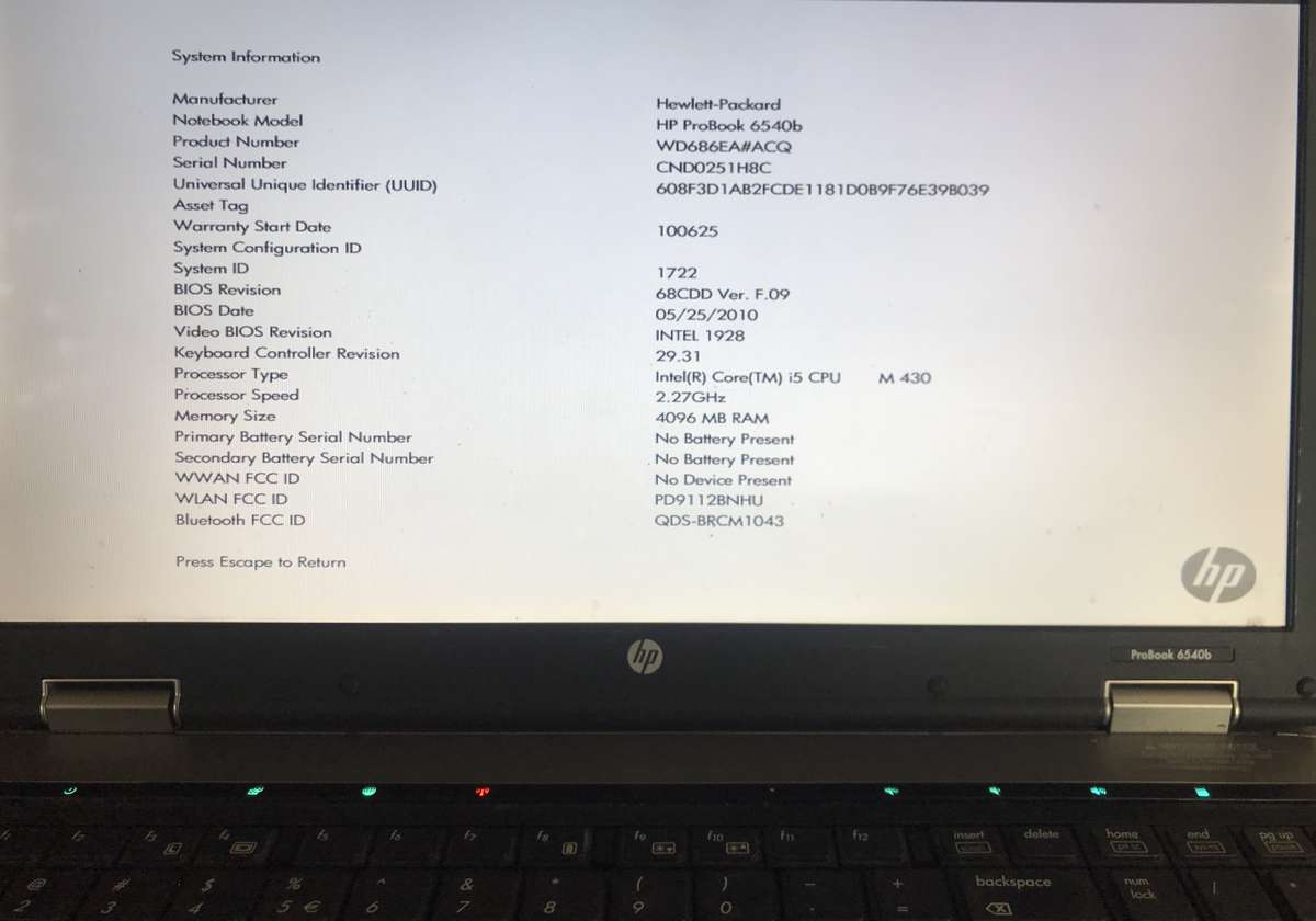 HP ProBook 6540b Please READ !!!! For Spares