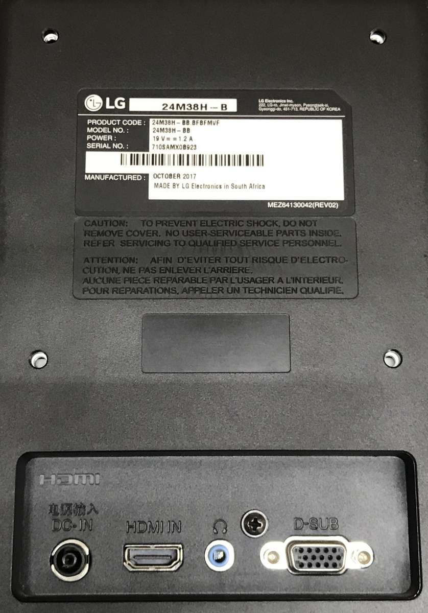 LG 24" Full HD LED Monitor (23.6" Diagonal) 24M38H-B For MarPot8136 Only