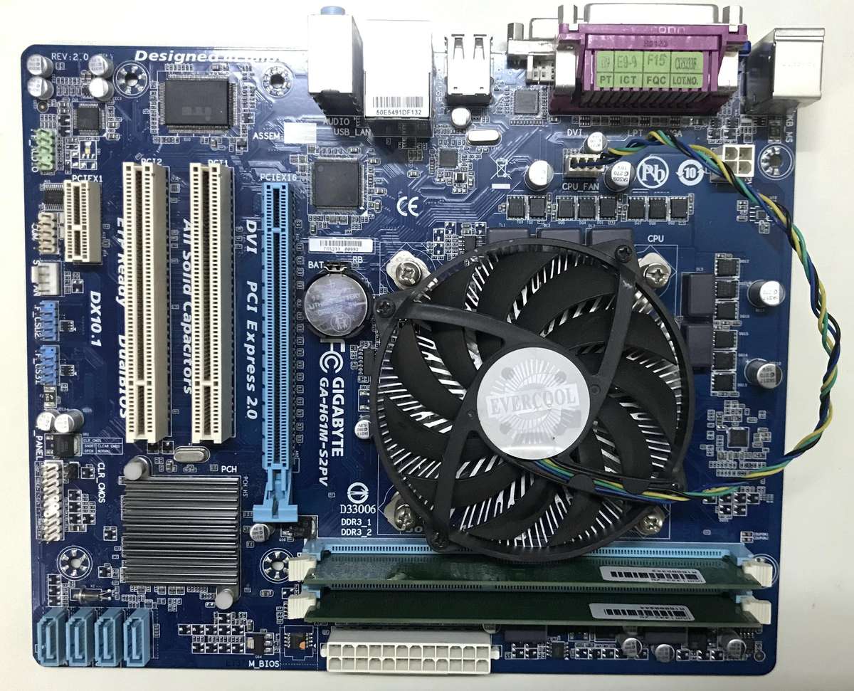 Gigabyte GA-H61M-S2PV Motherboard, CPU And Memory Combo